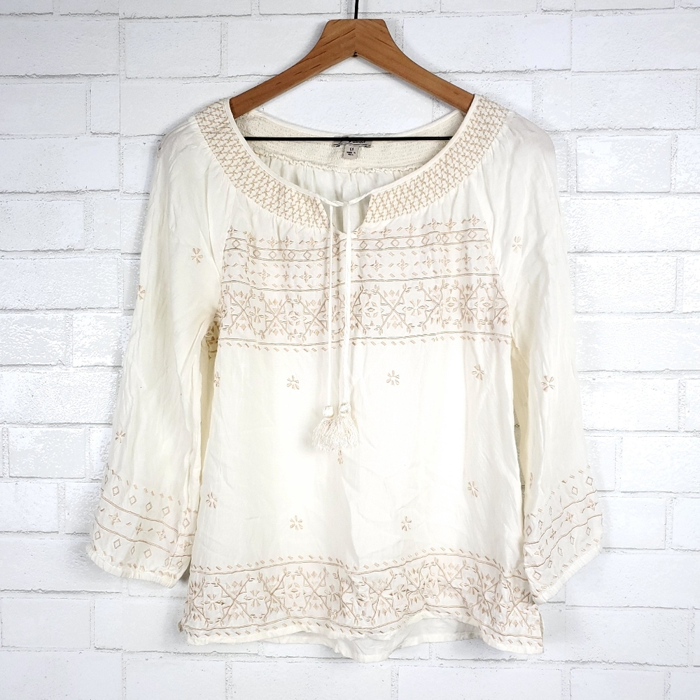 Lucky Brand embroidered boho top | Size M